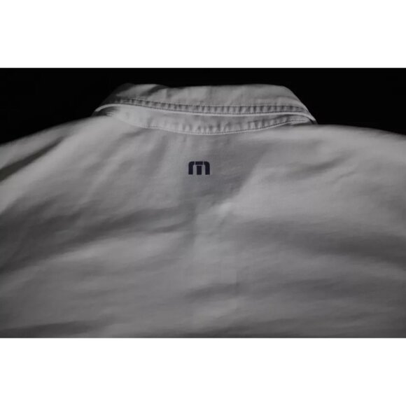 Travis Mathew Golf Polo Shirt Mens L White Spread Collared River Rafter Cotton - Picture 7 of 10